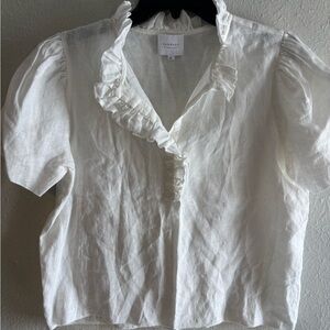 Sundays Cream Ruffle Trim Blouse